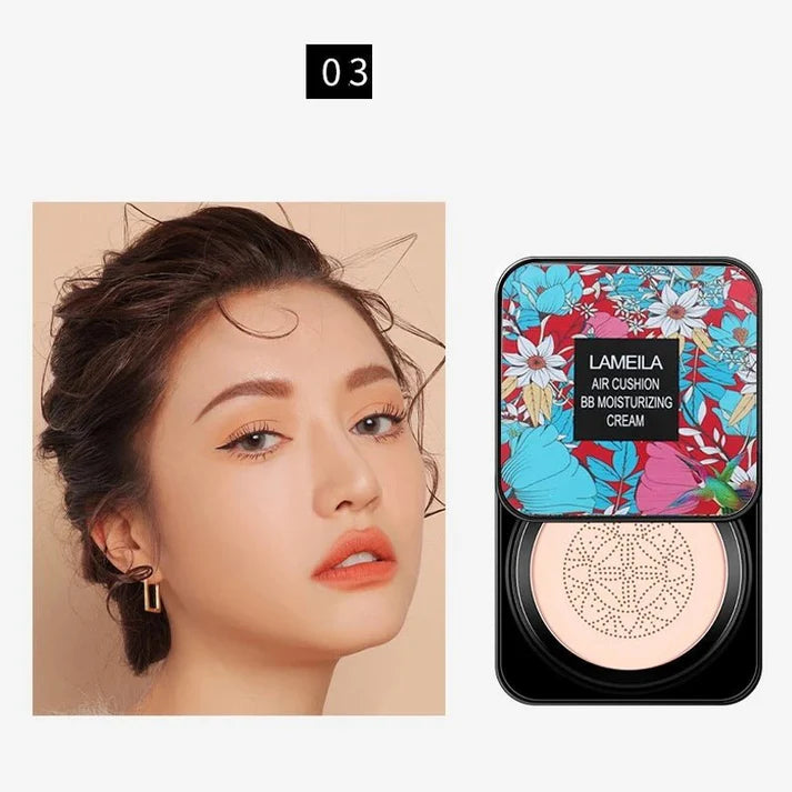 BB Cream with Mushroom Sponge – Foundation and Concealer with a Natural Finish, Brightening Effect, and Long-Lasting Coverage.